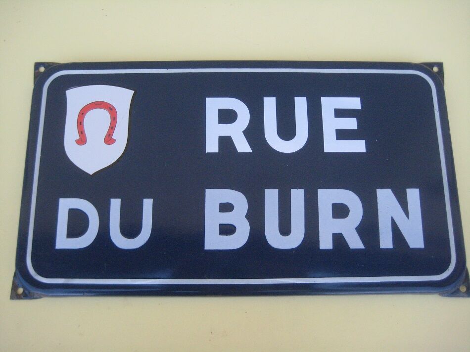 Old enamelled street plate, Burn street