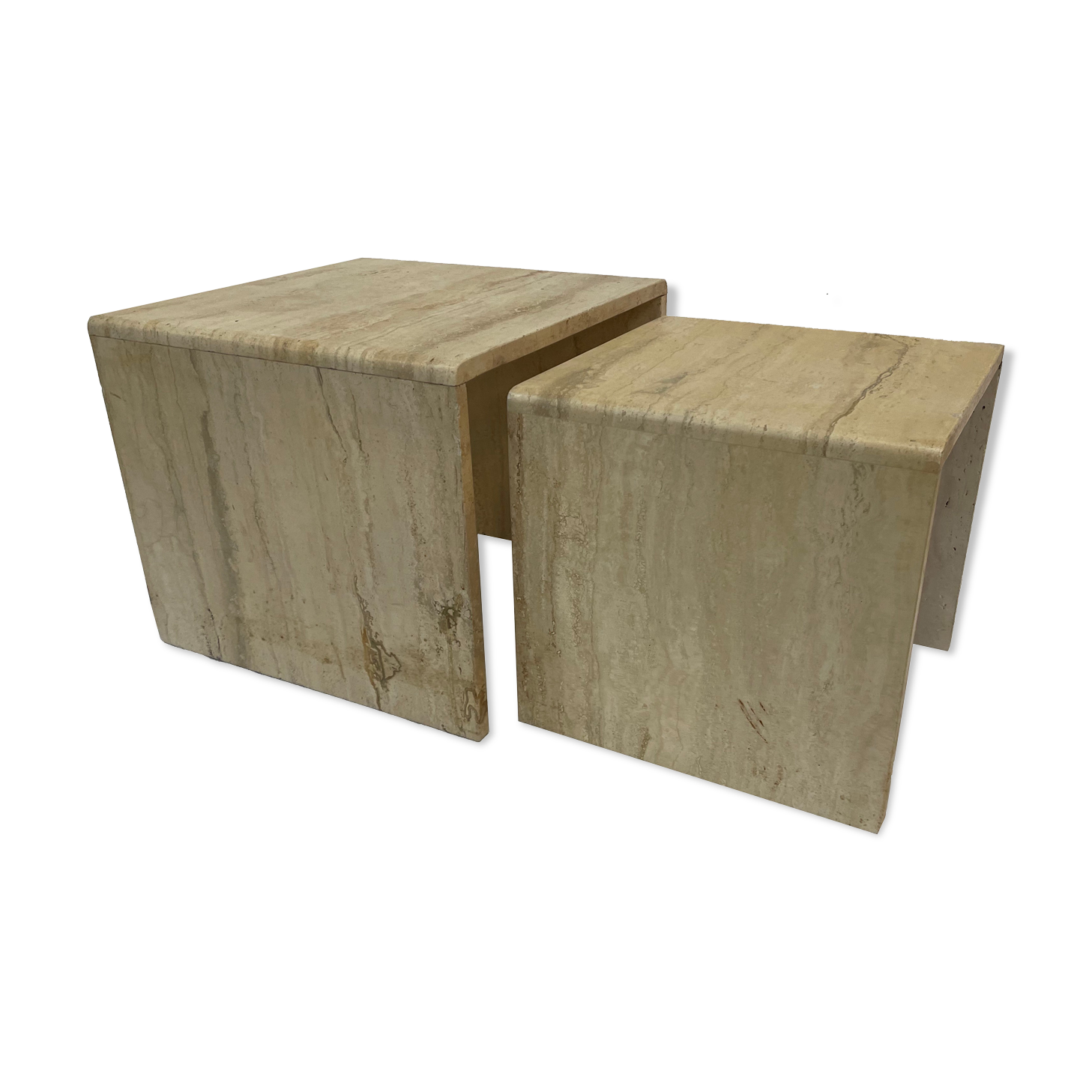 Italian travertine pull out tables, 1970