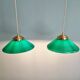 Duo de suspensions coniques en opaline verte, style Art Déco