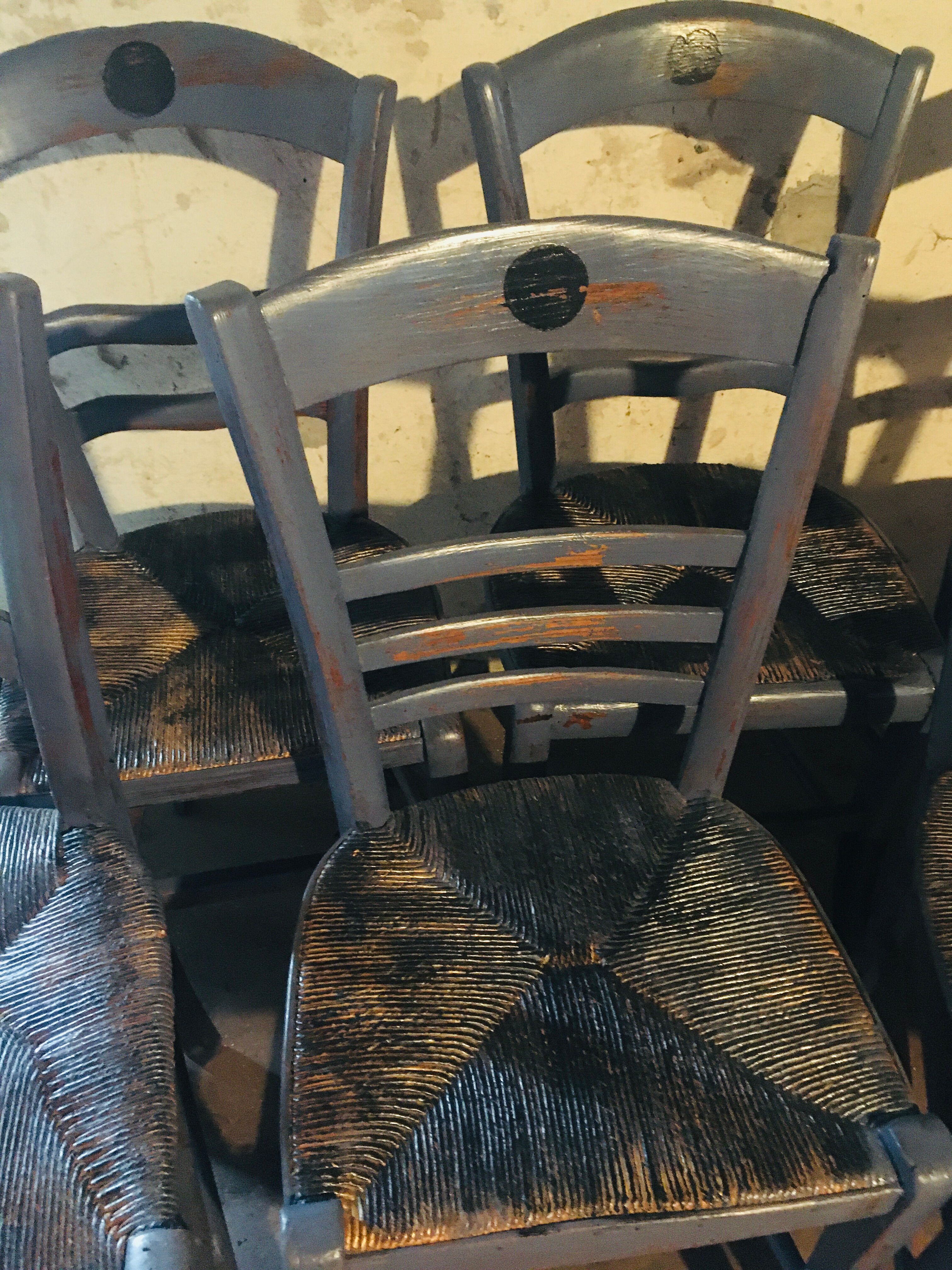 Set of 7 mustache bistro chairs