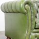 Stylish, English green cow leather spacious 2.5 seater chesterfield sofa