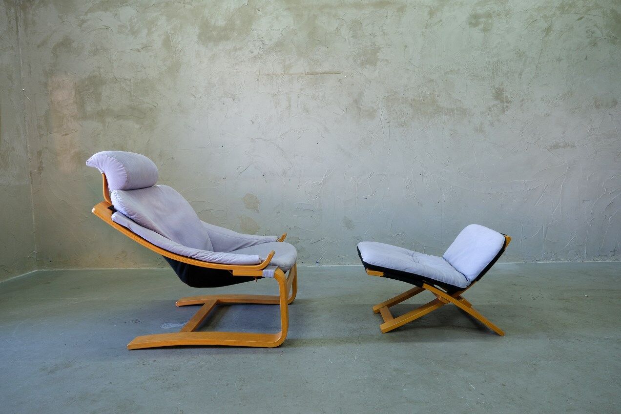 Swedish Leather Lounge Chair with Footrest by Ake Fribytter for Nelo Kroken, 1970s