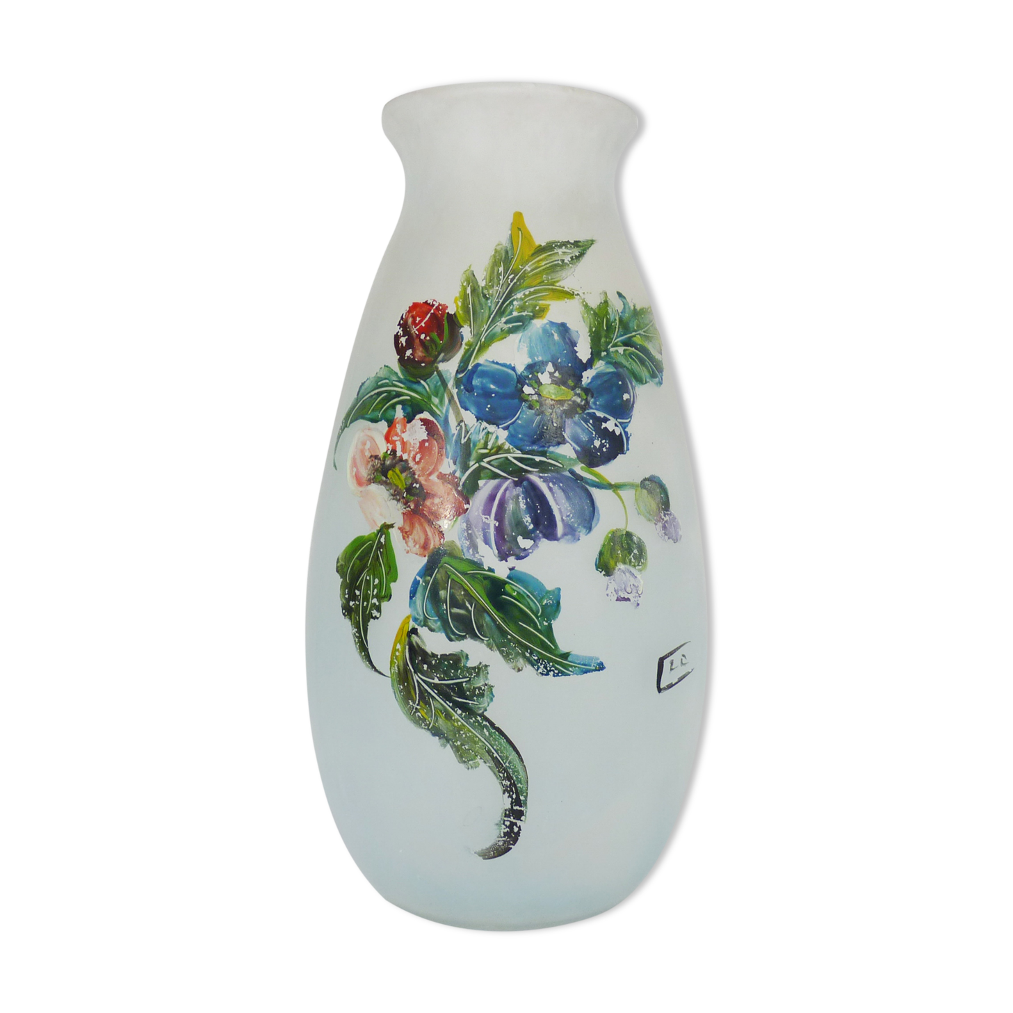 Art Nouveau vase signed floral decoration in glass paste. 40 cm. Year 20