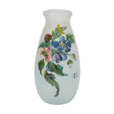Vase Art Nouveau signé décor floral en pâte de verre. 40 cm. Année 20