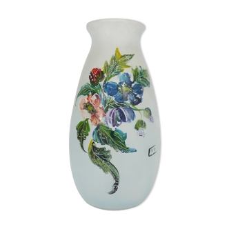Art Nouveau vase signed floral decoration in glass paste. 40 cm. Year 20