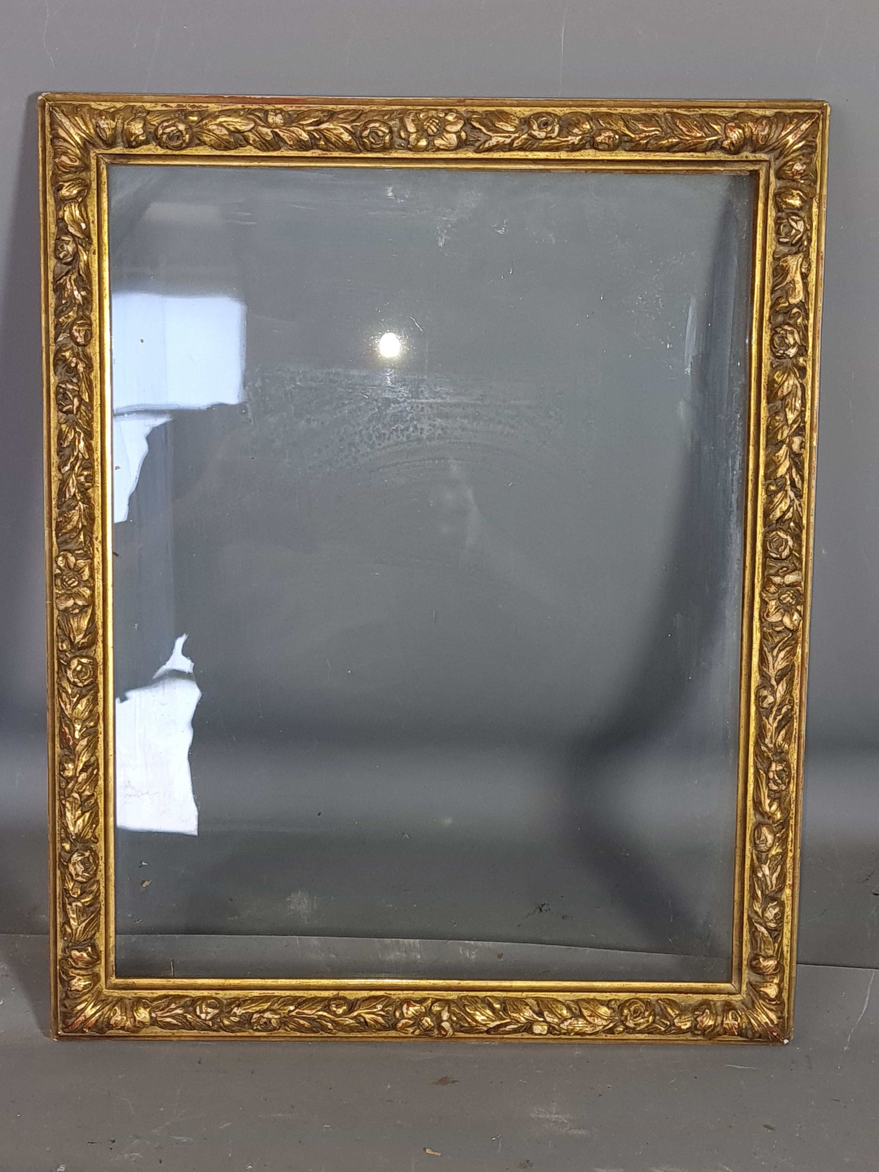 Nineteenth century frame gilded stucco wood decoration of roses 34x27 foliage 30.8x24.2 cm SB