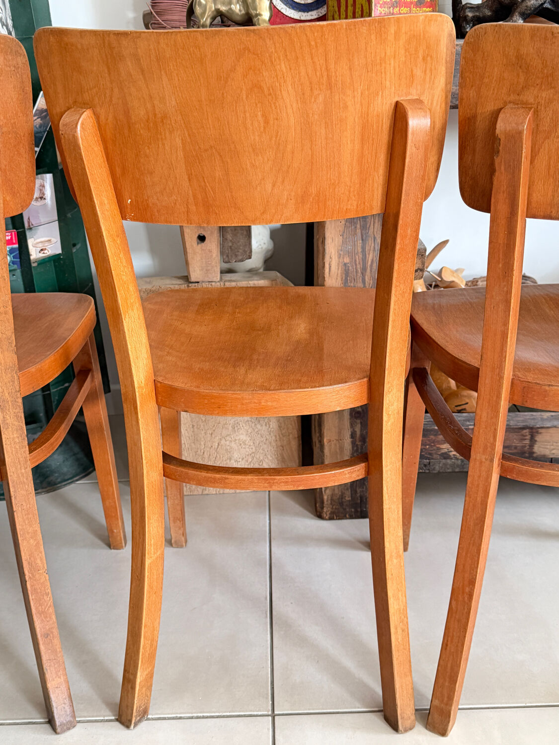 Set of 3 vintage Thonet bistro chairs
