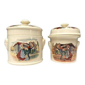 Pair of old foie gras jars