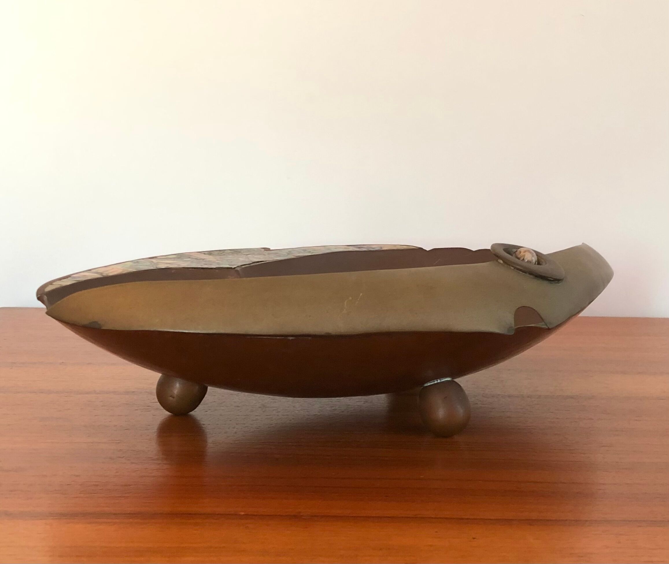 "Fish" cut in copper and mother-of-pearl by G. Espinosa, Mexico 60s