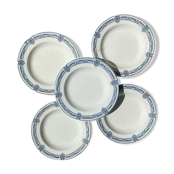 5 Deep plates in blue ironstone Salins, Arbois Ennege model