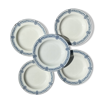 5 Assiettes creuses Terre de fer bleue Salins modèle Arbois Ennege