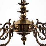 Brass chandelier, Poland, 1950s
