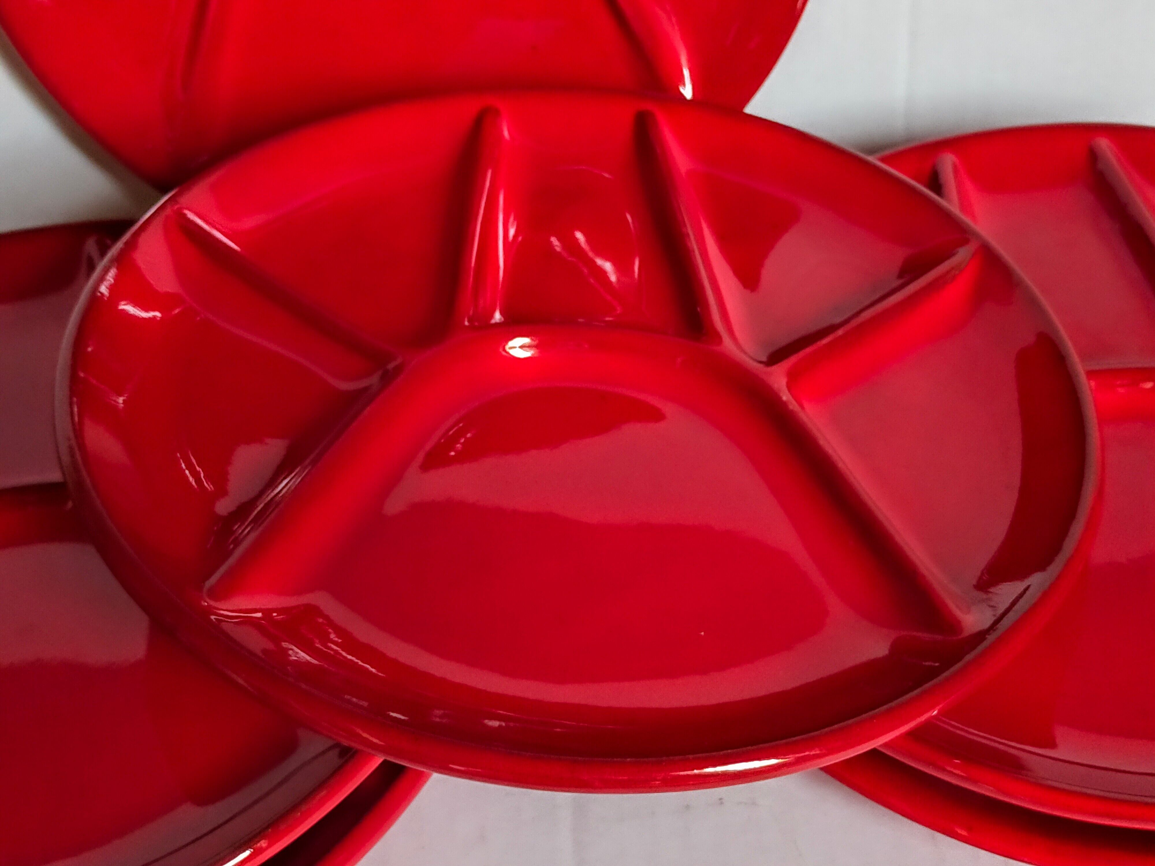 Six ceramic plates with vintage compartments