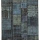 Hand-knotted oriental overdyed 171 cm x 240 cm black patchwork carpet