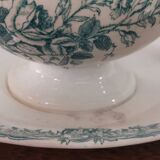 Saucière avec anse en faïence blanche et verte