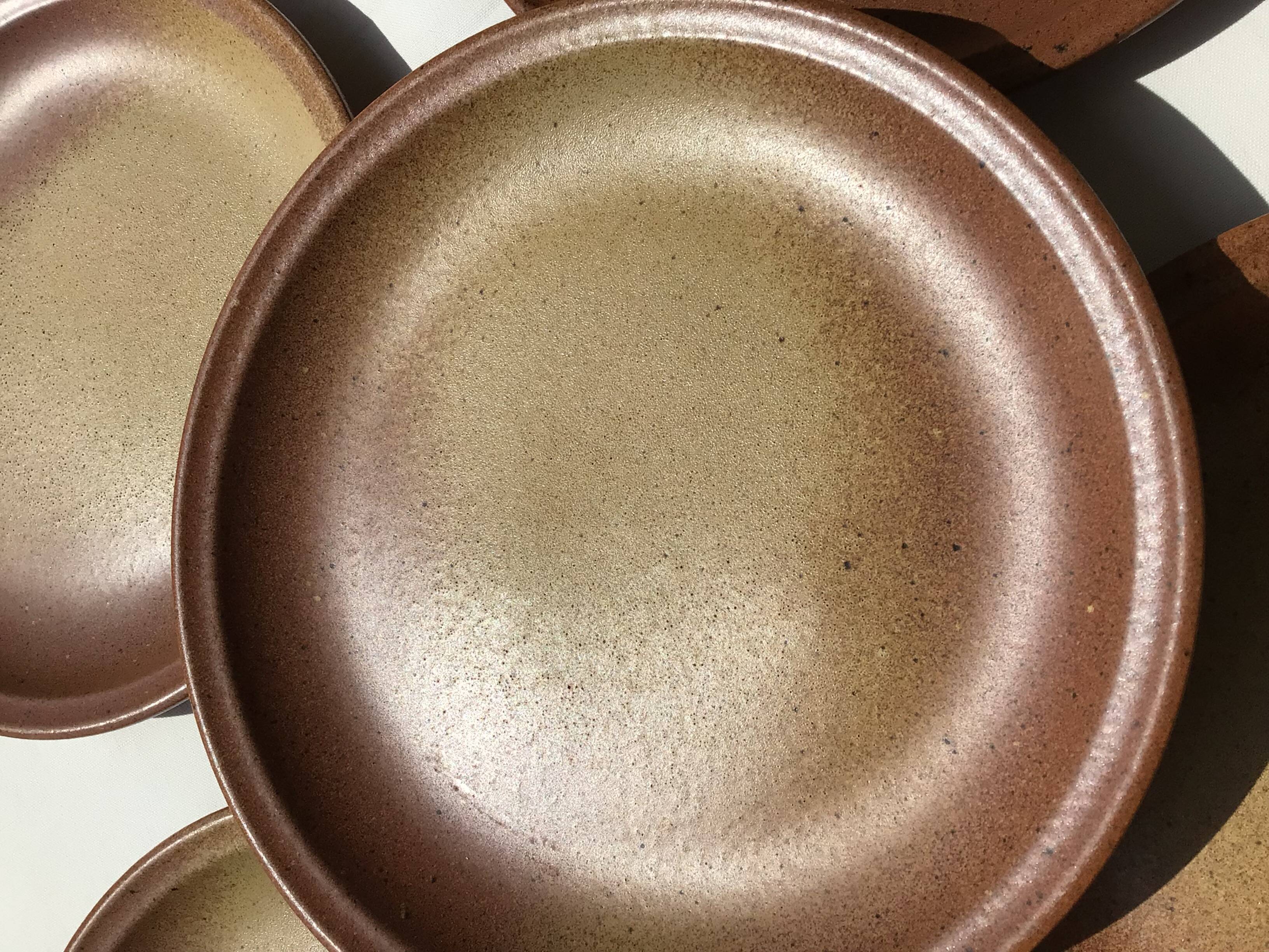 5 Dinner plates Burgundy Sarreguemines sandstone nuanced brown