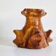 Trio of vintage wood and onyx candle holders