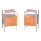 Bauhaus Chrome Bedside Tables attributed to R. Slezák, Former Czechoslovakia, 1930s, Set of 2