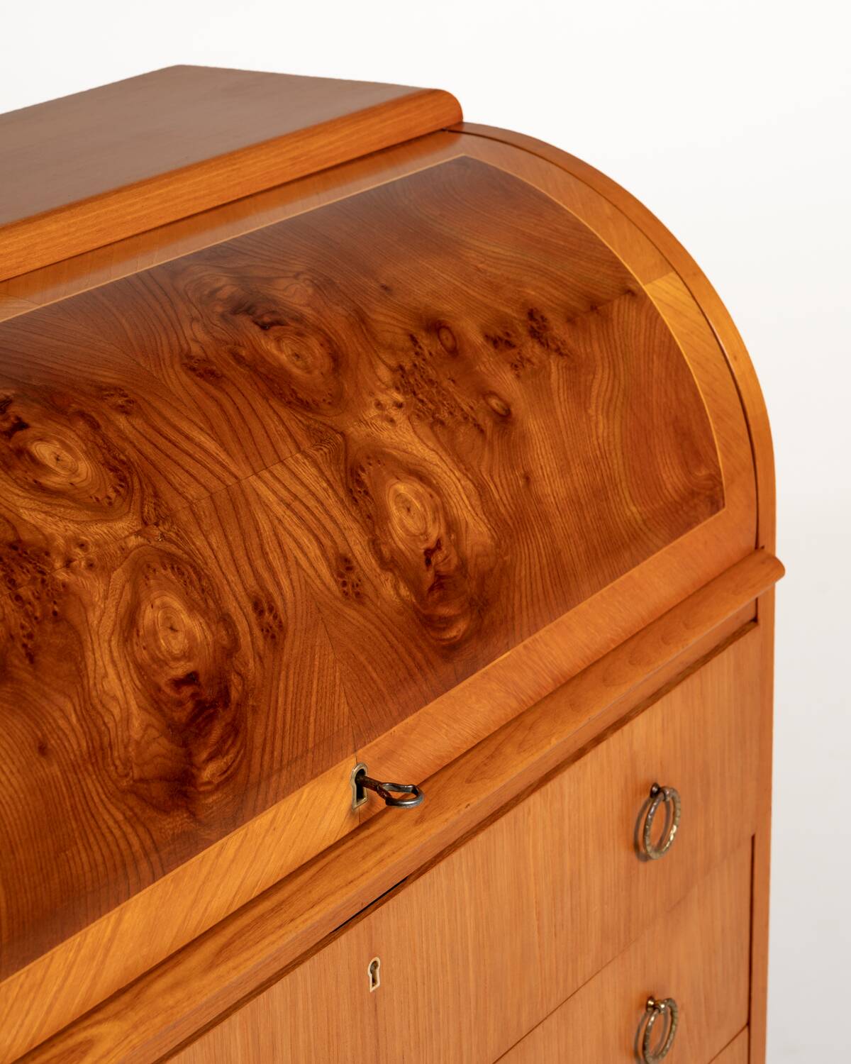 Scandinavian elm and burl wood secretary, 1950s/1960s