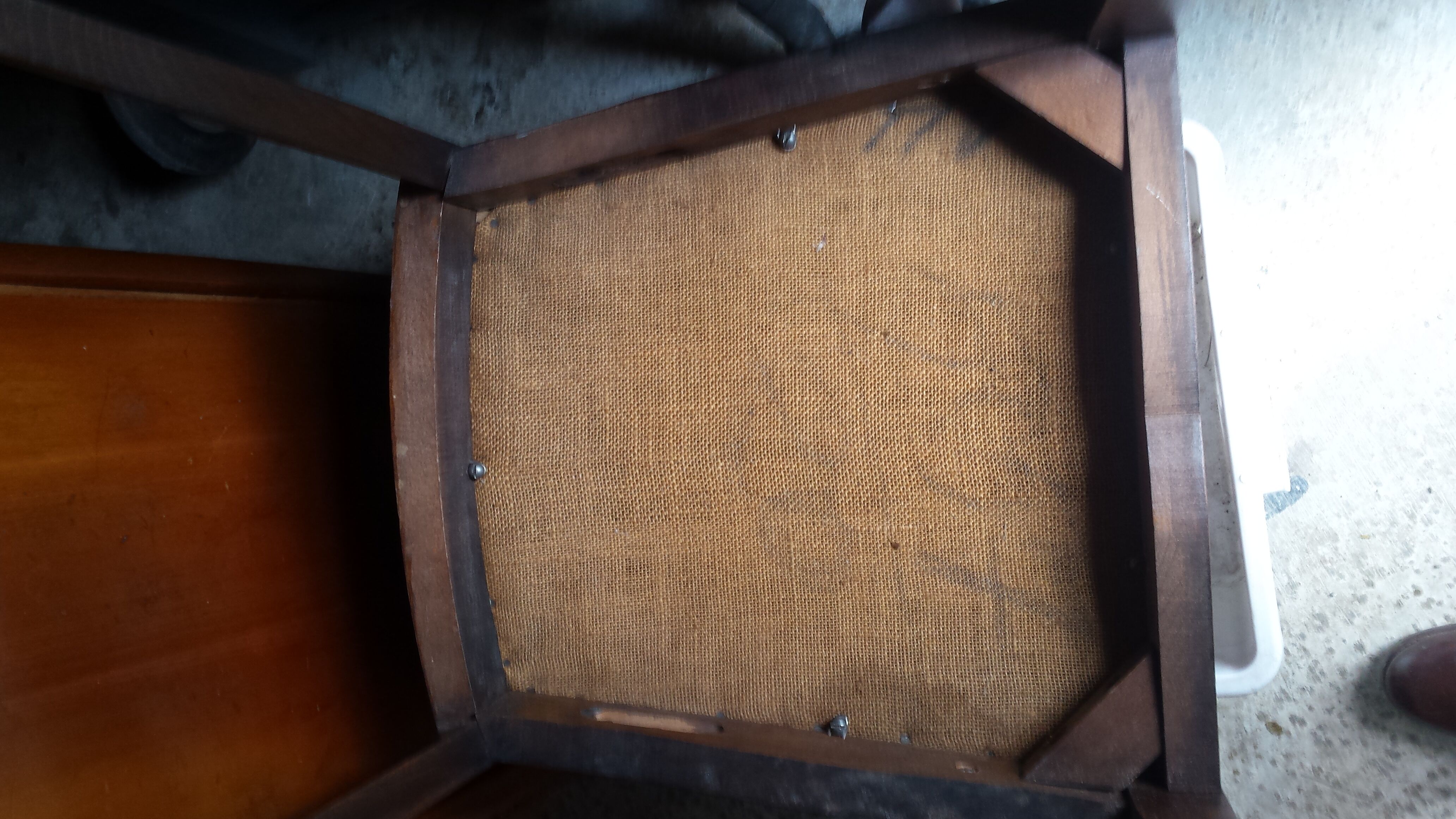 Wooden armchair red seat