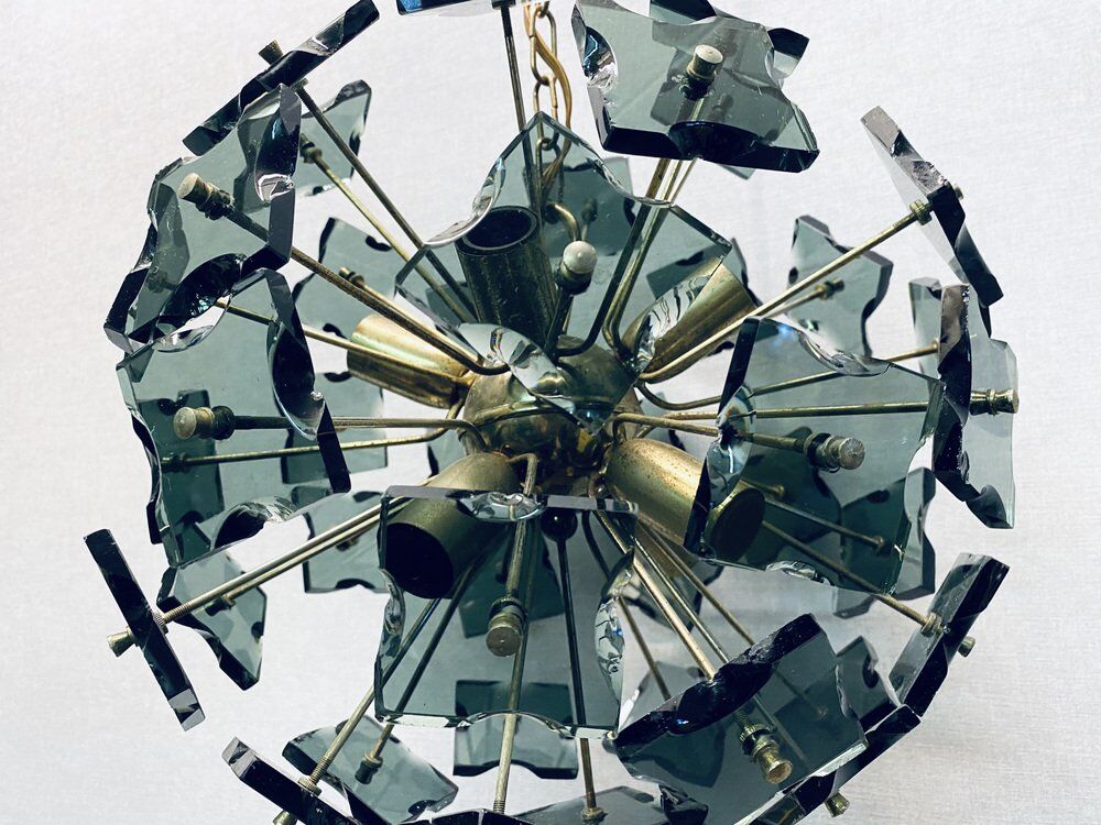 Italian sputnik murano glass smoked glass and metal, 1960s