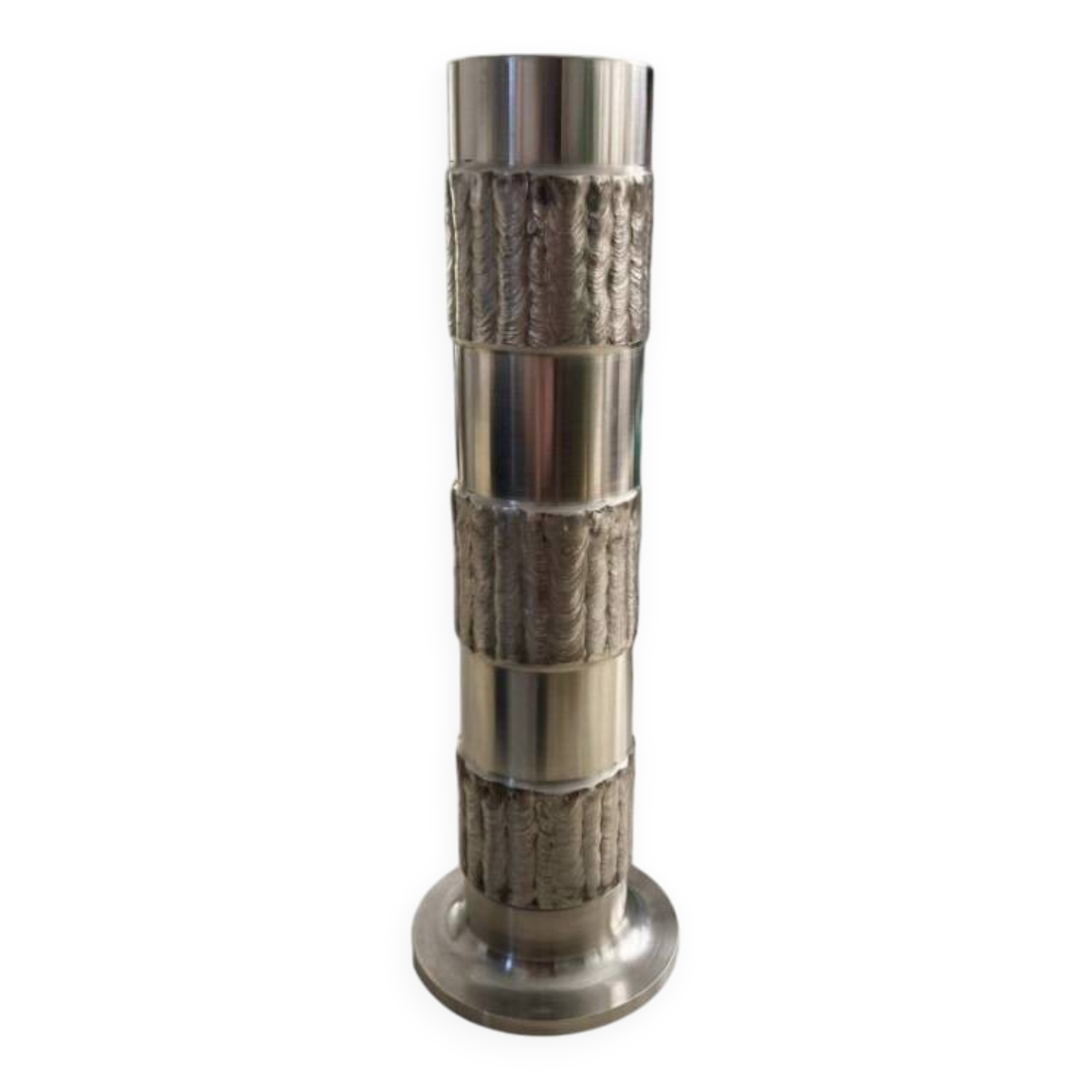Brutalist stainless steel vase 1970 design