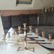 Large Aulica Menorah/Jewish Candlestick with 9 lights. In gold-plated metal.