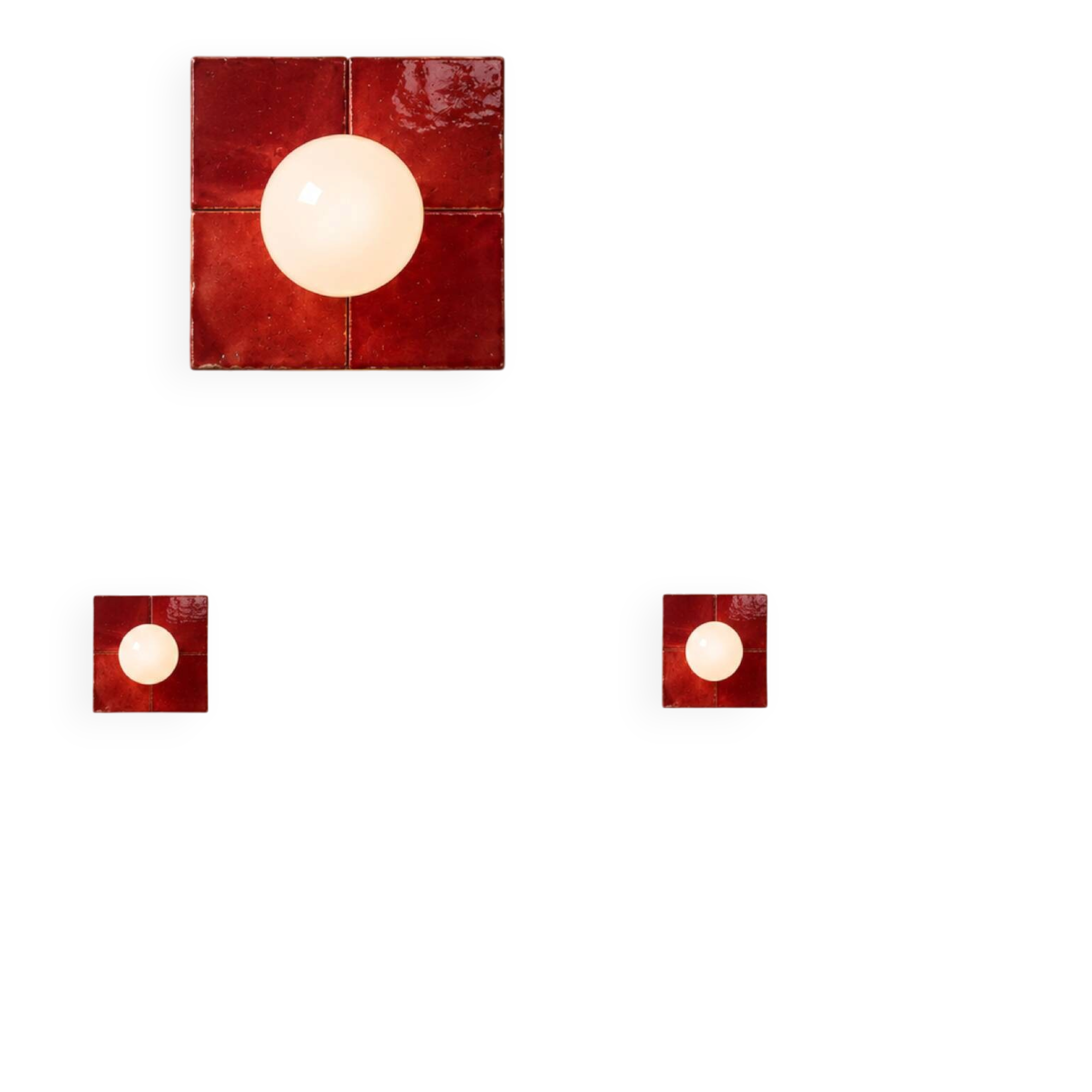 Red zellige ceramic wall lamp