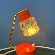 Lampe de bureau orange avec abat-jour en cristal transparent
