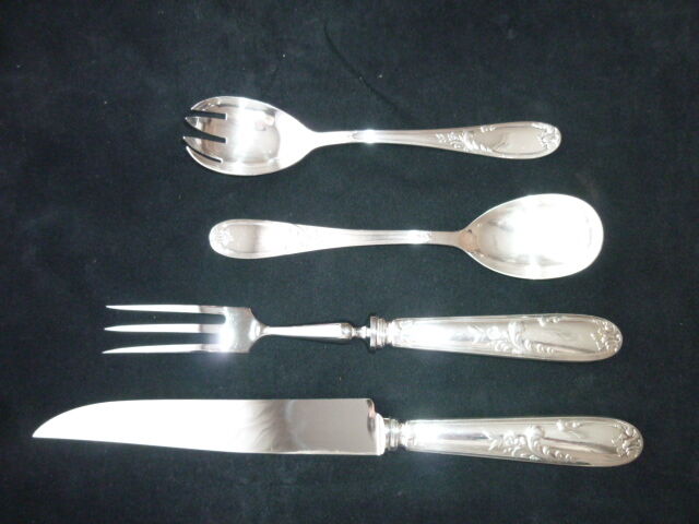 Cutting set and silver metal salad cutlery