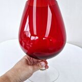 Vintage empoli italian glass red brandy type footed vase