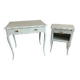 Set of 2 tables (table/desk and bedside table) pastel green