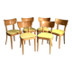 6 chaises Thonet jaune et bois