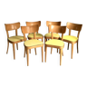 6 chaises Thonet jaune et bois