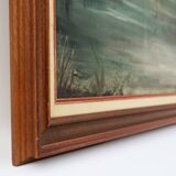 Large decorative painting of birds in water, France 1960s