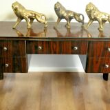 Un grand bureau en palissandre style Art Déco 5 tiroirs et motifs