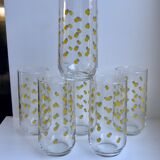 Set of 6 glasses with yellow weights made in france 70s