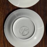 Set of 4 Italian ceramic plates in green, orange, and yellow splashes D20.