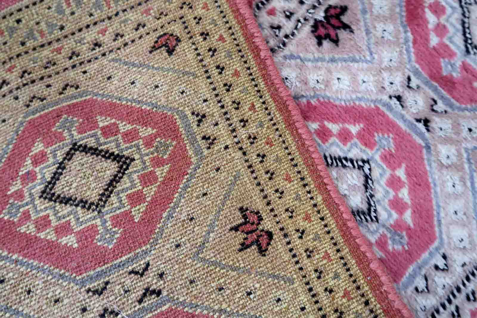 Vintage carpet Uzbek Bukhara handmade 32cm x 97cm 1970s