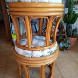 2 poufs en rotin vintage des années 70-80