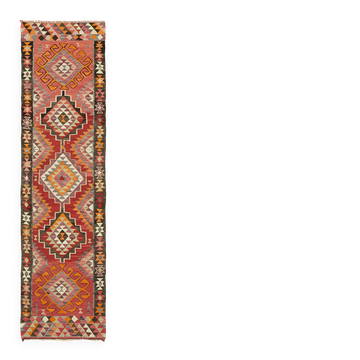 Tapis kilim vintage Herki tissé à la main en Turquie 100 cm x 345 cm