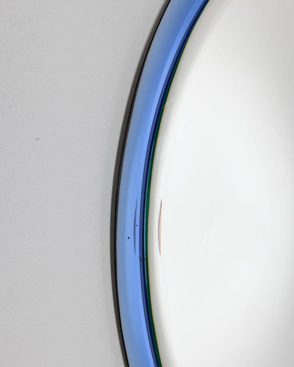 Vintage mirror 70s Crystal Blue Design A. Lupi for Cristal Luxor