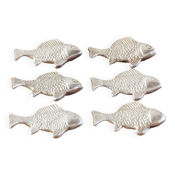 Lot de 6 porte couteaux "poisson" en métal argenté