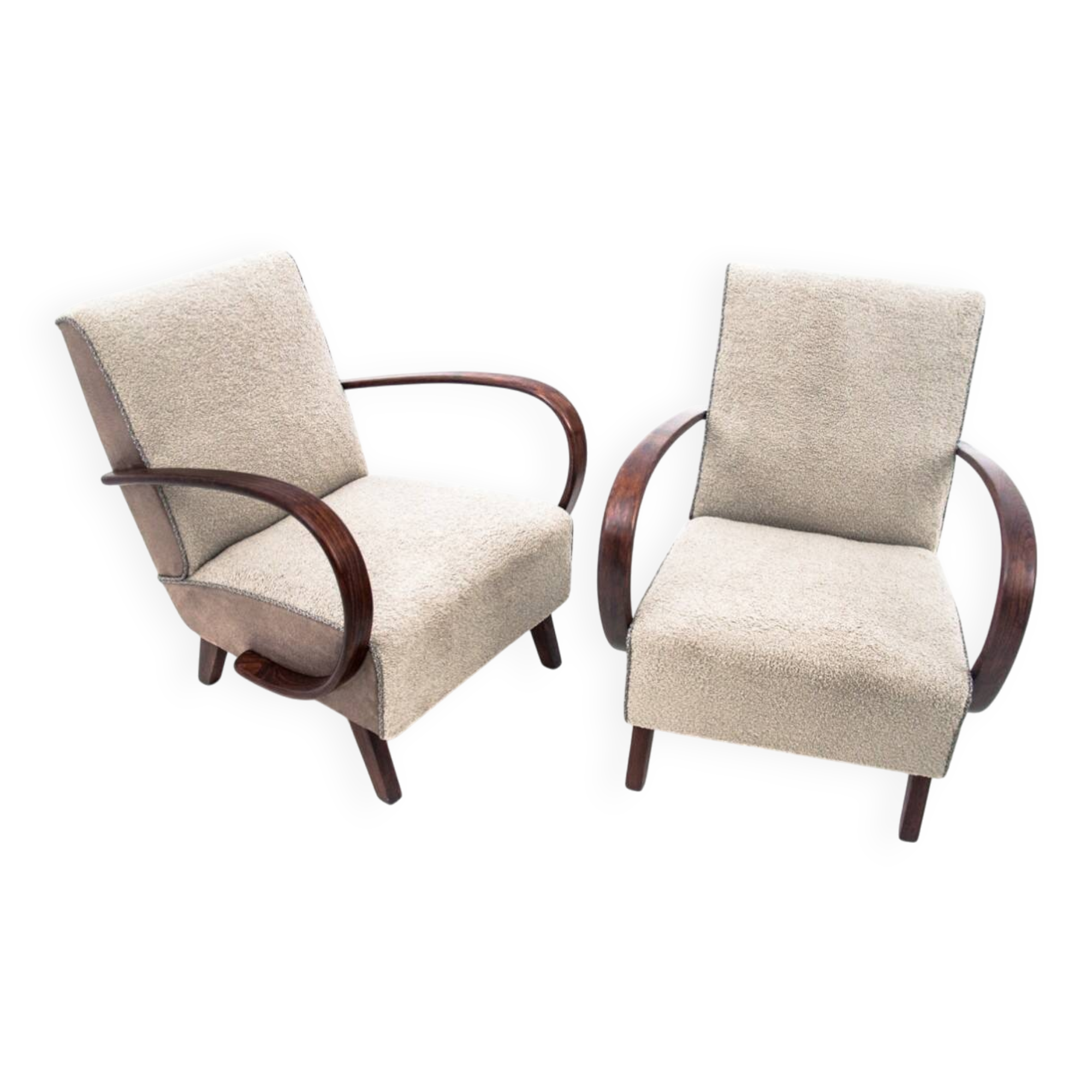 Art Deco armchairs designed by J. Halabala, Czechoslovakia, 1930s.