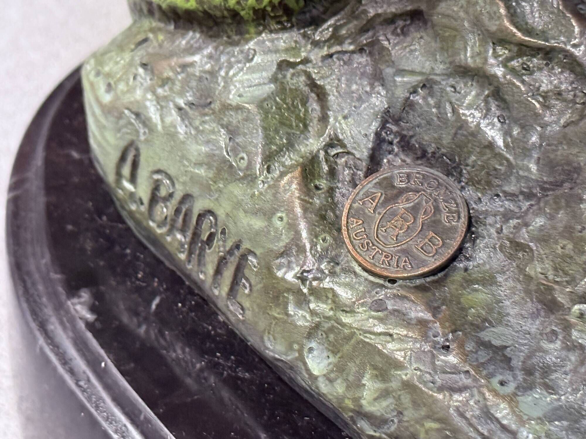 Antique Cold-Painted Bronze Lion Fighting a Snake, After Antoine-Louis Barye