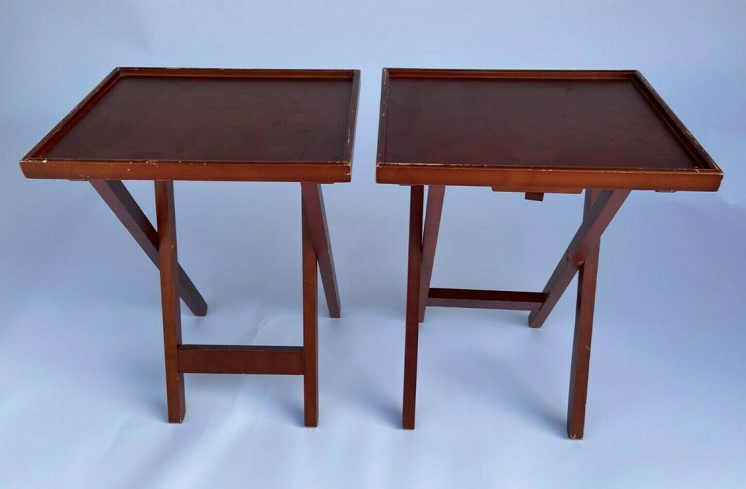 Pair of small wooden folding tables 1970