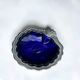 Silver-plated shell butter dish and vintage blue bowl from the 70s.