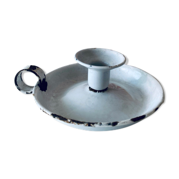 White enamelled candle holder