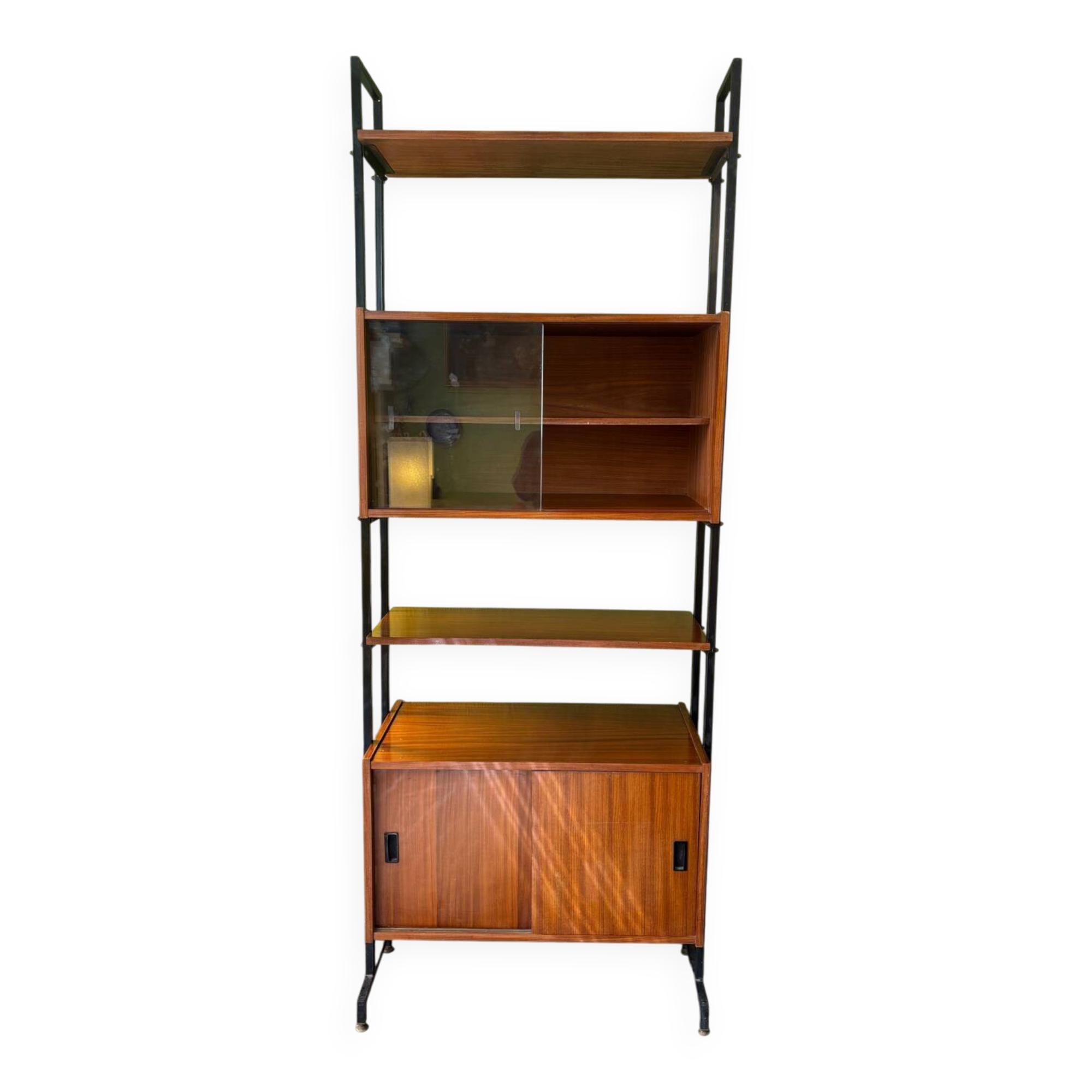 Vintage modular library wood & metal – mid-century chic spirit