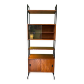 Vintage modular library in wood and metal – mid-century chic style